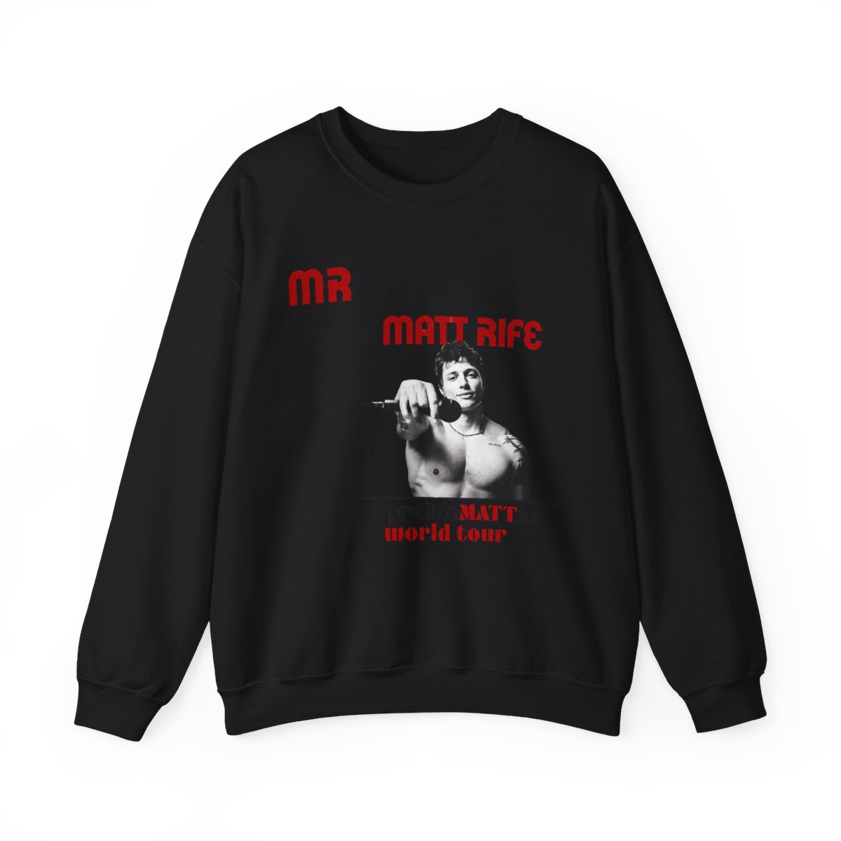 Droomdy Matt Rife Merch Sweatshirts MATT RIFE Short Sleeve probleMATTic Tour Tee Crewneck Casual tee Shirt S Black - alternate angle 5, merchandise
