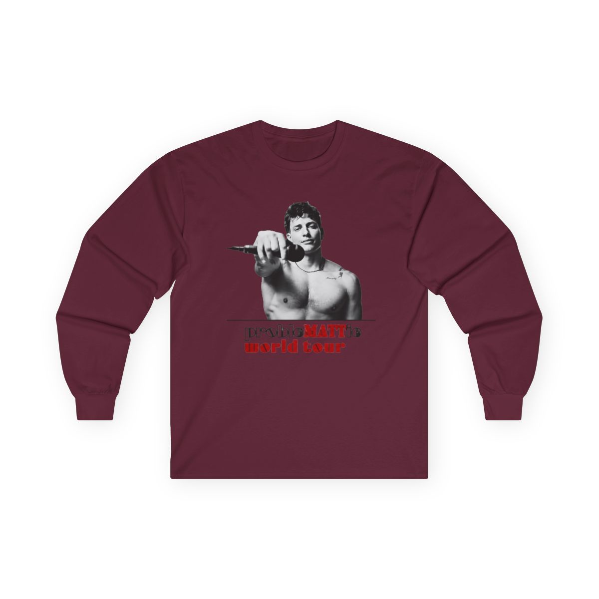Matt Rife Merch Long Sleeve Matt Rife Long Sleeve ProbleMATTic Tour Tee Casual Long Sleeve: ביגוד, נעליים ותכשיטים - alternate angle 3, merchandise